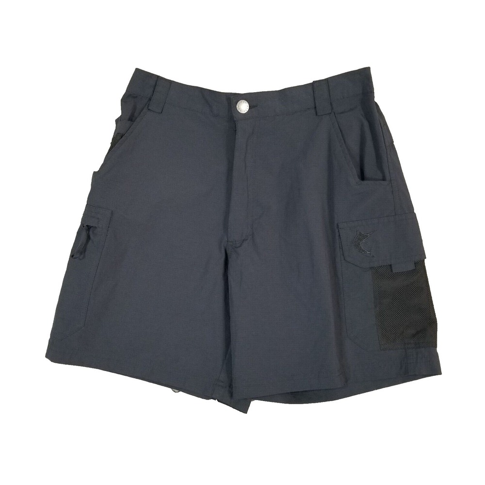 Reel Legends cargo shorts men's small black nylon blend Comfort waist Outdoor